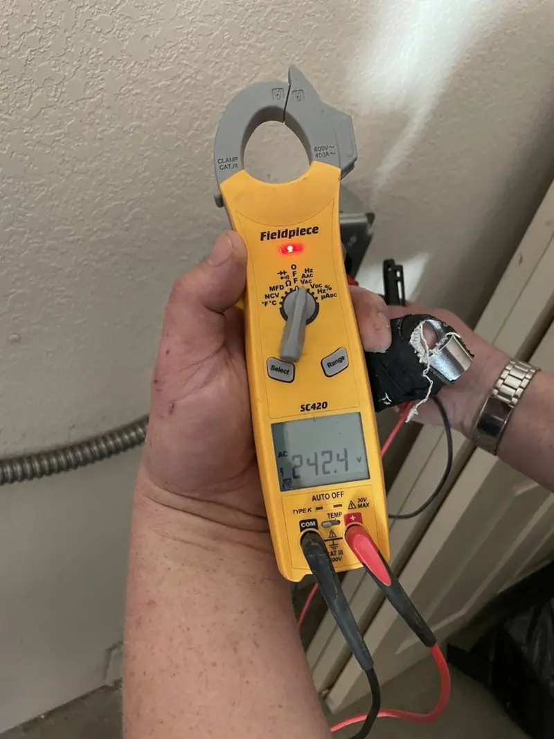 Voltage testing with clamp meter during Generator Installation in Kenosha